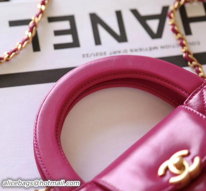 Unique Discount Chanel Mini Shopping Bag in Shiny Calfskin AS4416 Fucsia