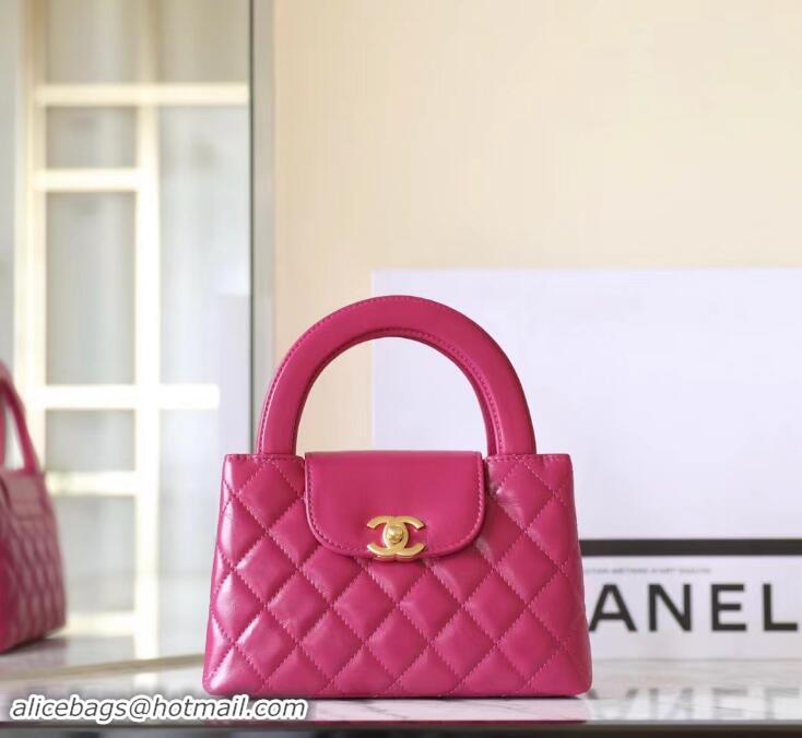 Unique Discount Chanel Mini Shopping Bag in Shiny Calfskin AS4416 Fucsia