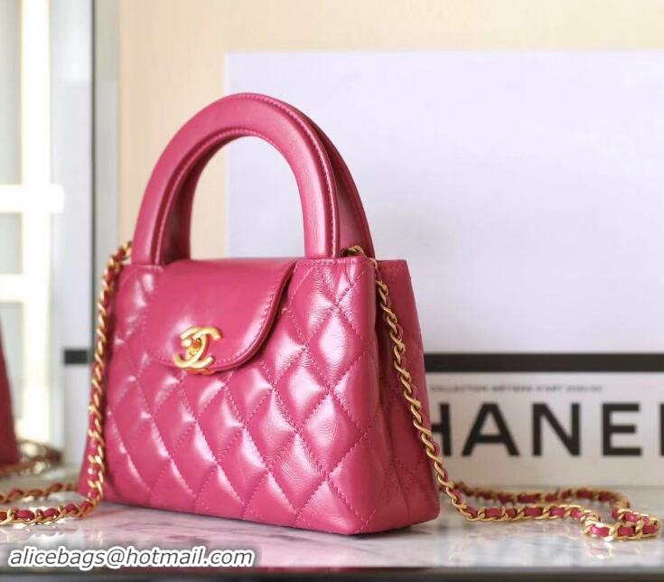 Unique Discount Chanel Mini Shopping Bag in Shiny Calfskin AS4416 Fucsia