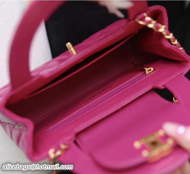 Unique Discount Chanel Mini Shopping Bag in Shiny Calfskin AS4416 Fucsia