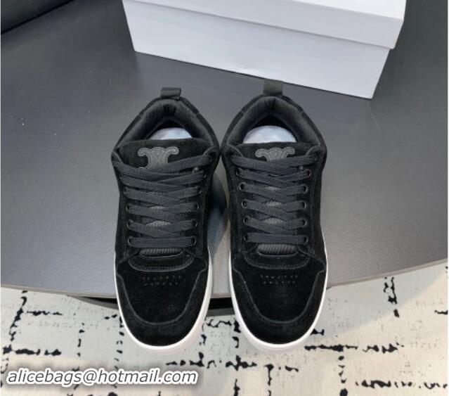 Buy Luxury Celine Trainer Suede Low Sneakers Black 813020