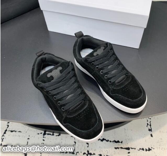 Buy Luxury Celine Trainer Suede Low Sneakers Black 813020