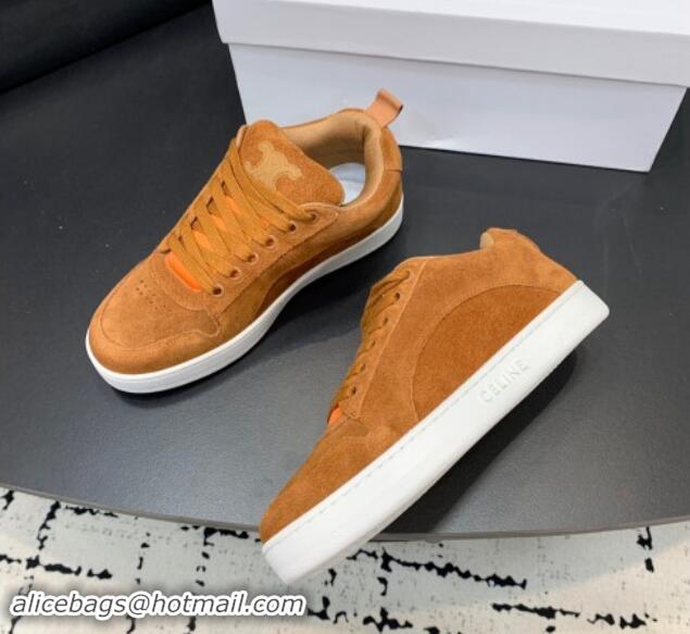 Sumptuous Celine Trainer Suede Low Sneakers Brown 813023