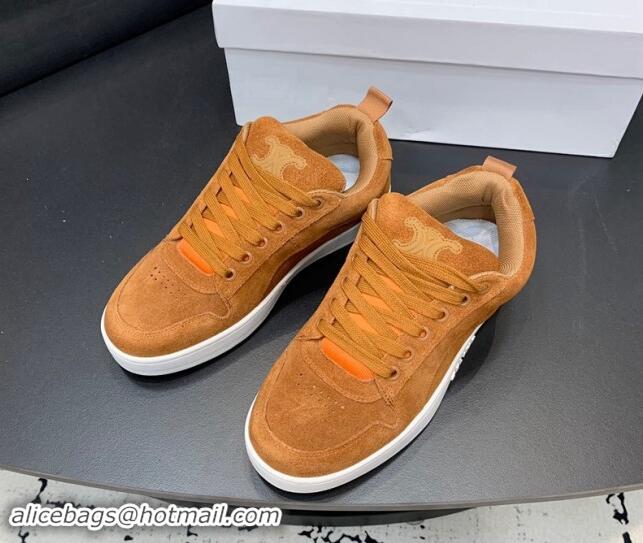 Sumptuous Celine Trainer Suede Low Sneakers Brown 813023