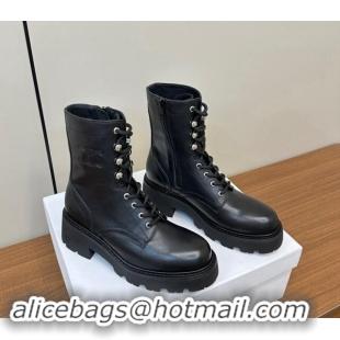 Lowest Price Celine Triomphe Rangers Mid Lace-up Boots 5cm in Calfskin Black 813024