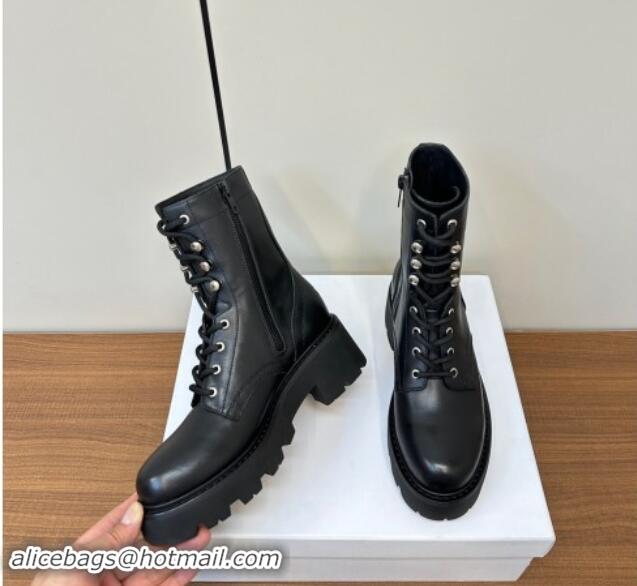 Lowest Price Celine Triomphe Rangers Mid Lace-up Boots 5cm in Calfskin Black 813024