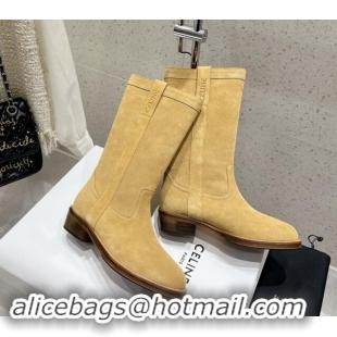 Unique Discount Celine Suede Mid Boots with Celine Band Yellow 813028