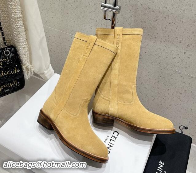 Unique Discount Celine Suede Mid Boots with Celine Band Yellow 813028