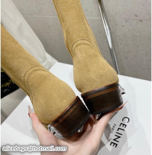 Unique Discount Celine Suede Mid Boots with Celine Band Yellow 813028