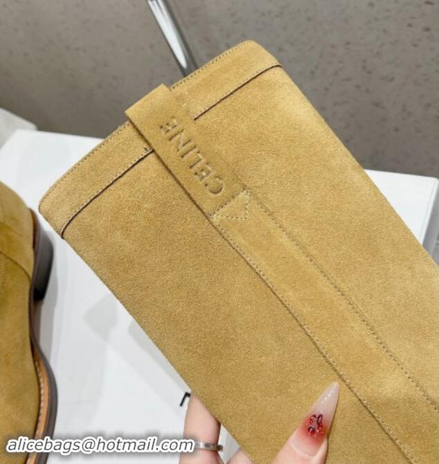 Unique Discount Celine Suede Mid Boots with Celine Band Yellow 813028