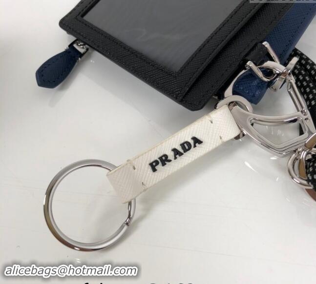 Well Crafted Prada Saffiano leather Key Pouch and Card Holder Set 2TT087 Blue 2024