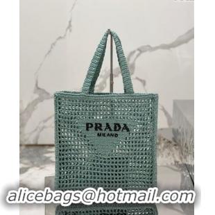 Buy Inexpensive Prada Crochet Tote bag 1BG393 Light Green 2024