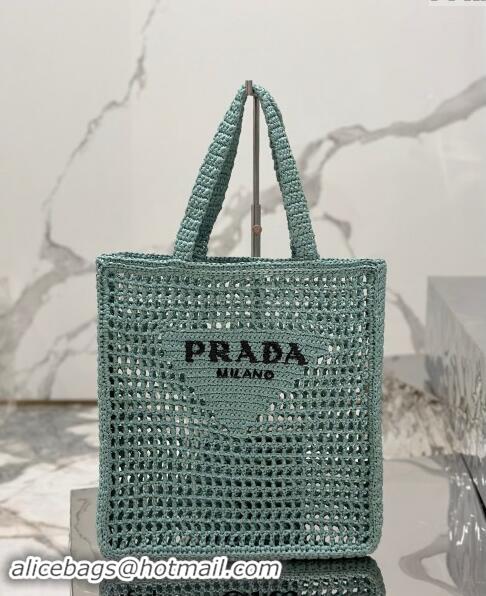 Buy Inexpensive Prada Crochet Tote bag 1BG393 Light Green 2024