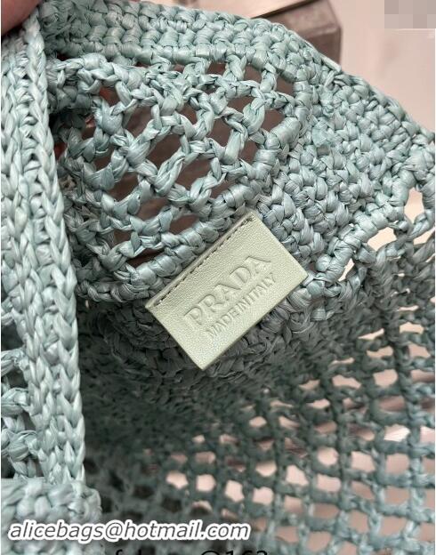 Buy Inexpensive Prada Crochet Tote bag 1BG393 Light Green 2024