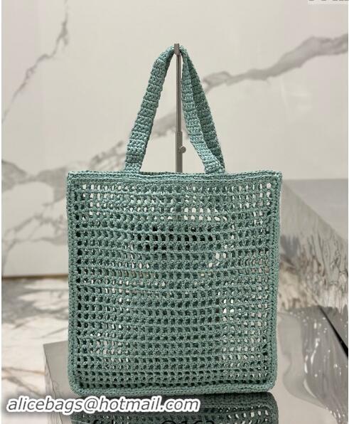 Buy Inexpensive Prada Crochet Tote bag 1BG393 Light Green 2024