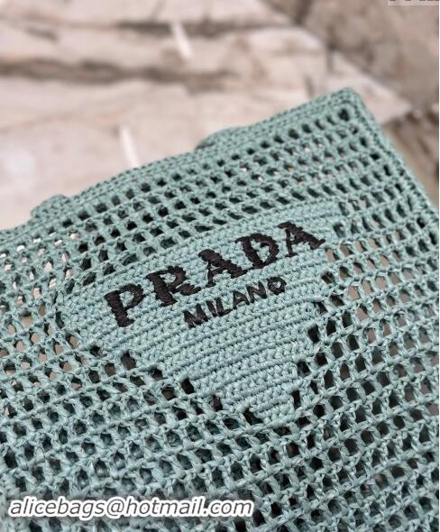 Buy Inexpensive Prada Crochet Tote bag 1BG393 Light Green 2024