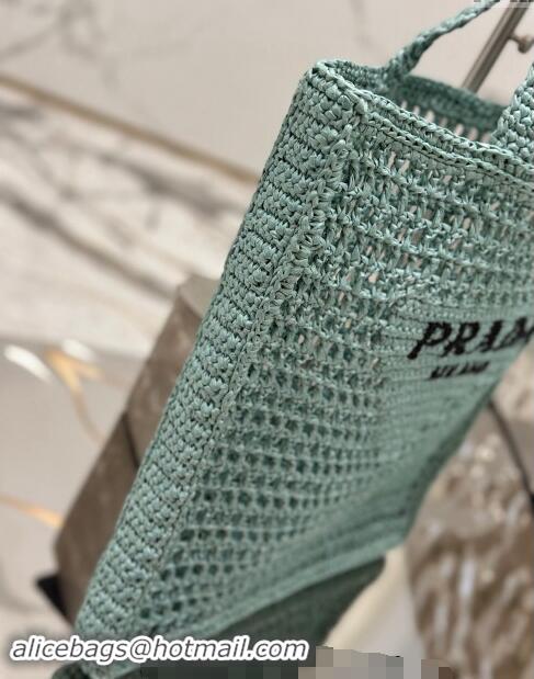 Buy Inexpensive Prada Crochet Tote bag 1BG393 Light Green 2024