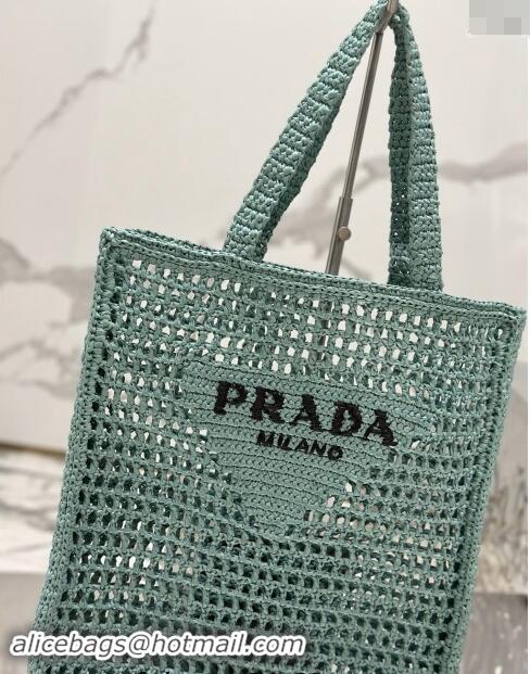 Buy Inexpensive Prada Crochet Tote bag 1BG393 Light Green 2024