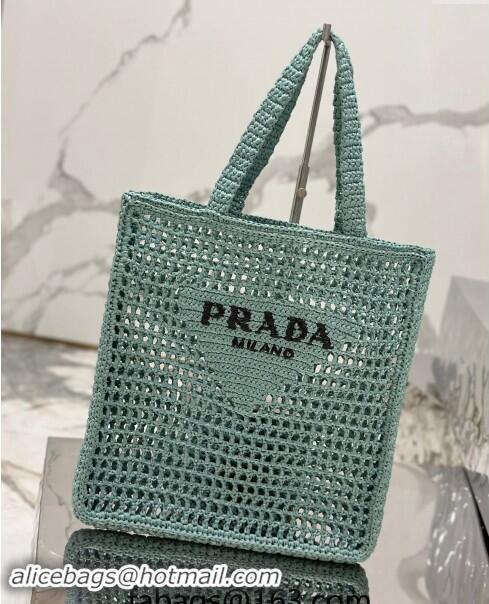 Buy Inexpensive Prada Crochet Tote bag 1BG393 Light Green 2024