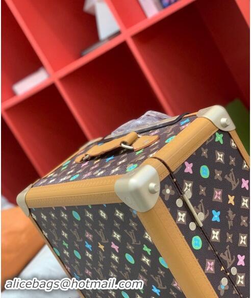 Shop Best Louis Vuitton Rolling Trunk Travel Luggage in Monogram Craggy Canvas 0920 Chocolate Brown 2024