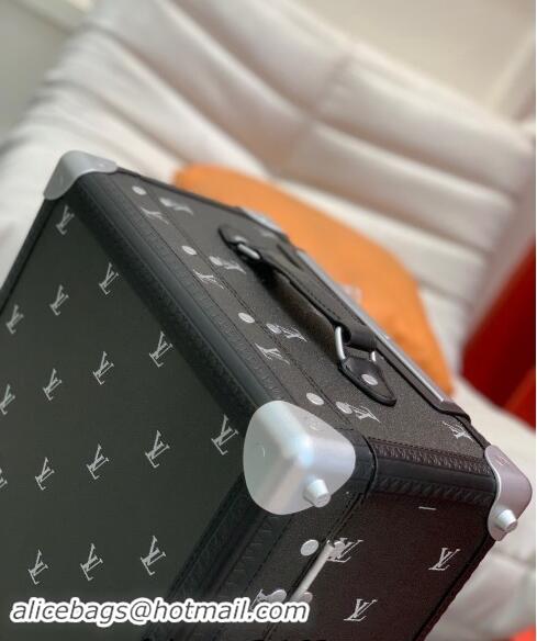 Best Price Louis Vuitton Rolling Trunk Travel Luggage in LV Blason calfskin 0920 Black/Silver 2024