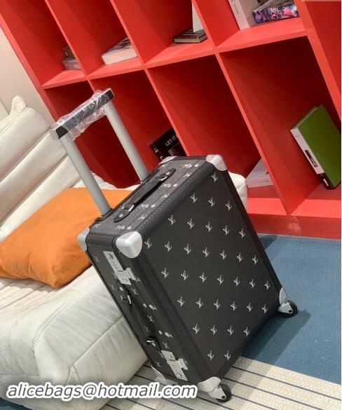 Best Price Louis Vuitton Rolling Trunk Travel Luggage in LV Blason calfskin 0920 Black/Silver 2024