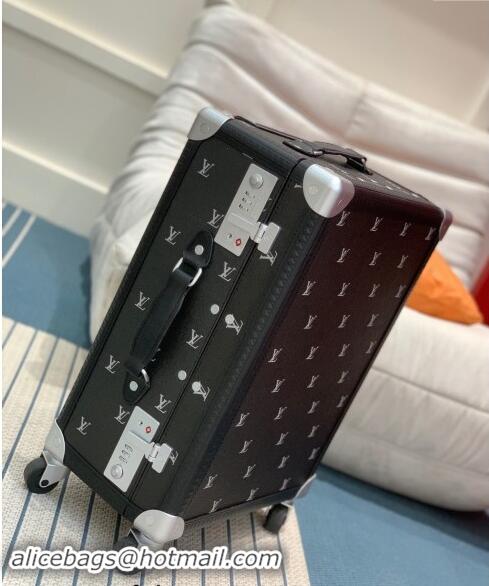 Best Price Louis Vuitton Rolling Trunk Travel Luggage in LV Blason calfskin 0920 Black/Silver 2024