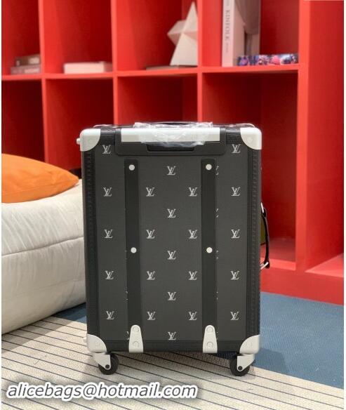 Best Price Louis Vuitton Rolling Trunk Travel Luggage in LV Blason calfskin 0920 Black/Silver 2024