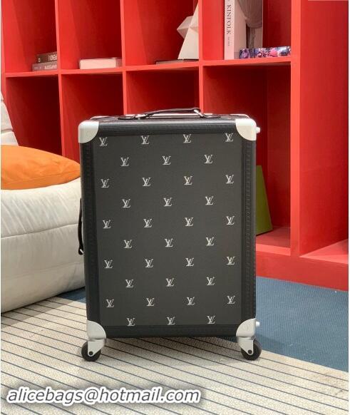 Best Price Louis Vuitton Rolling Trunk Travel Luggage in LV Blason calfskin 0920 Black/Silver 2024