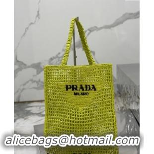 Famous Brand Prada Crochet Tote bag 1BG393 Kiwi Green 2024