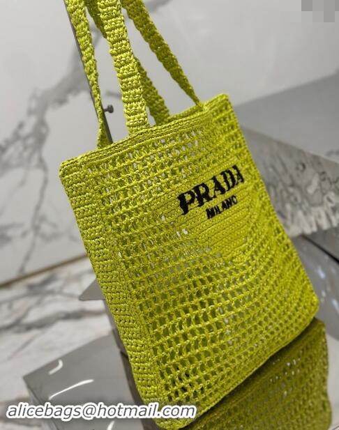 Famous Brand Prada Crochet Tote bag 1BG393 Kiwi Green 2024