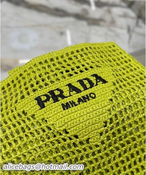 Famous Brand Prada Crochet Tote bag 1BG393 Kiwi Green 2024