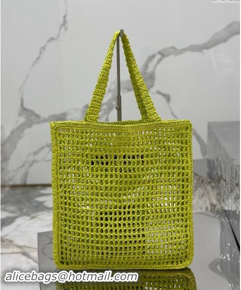 Famous Brand Prada Crochet Tote bag 1BG393 Kiwi Green 2024