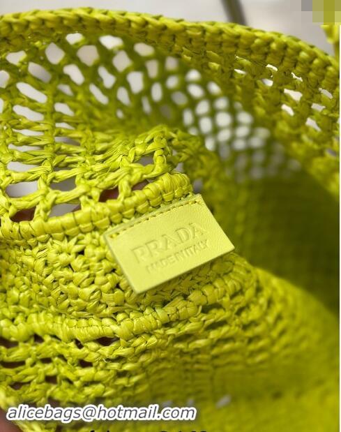 Famous Brand Prada Crochet Tote bag 1BG393 Kiwi Green 2024