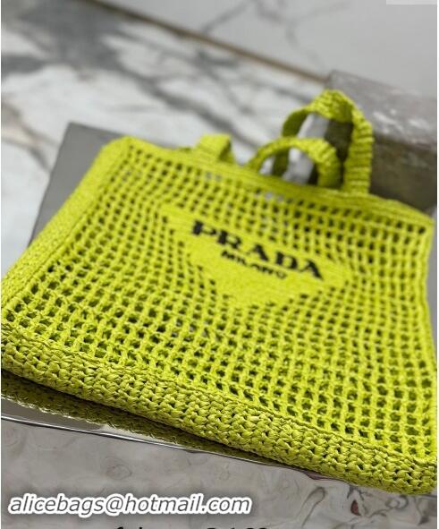 Famous Brand Prada Crochet Tote bag 1BG393 Kiwi Green 2024