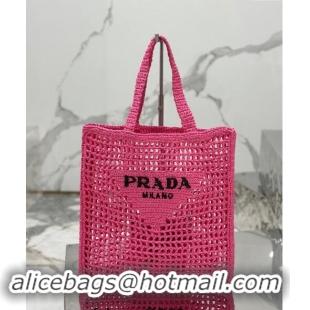 Pretty Style Prada Crochet Tote bag 1BG393 Dark Pink 2024