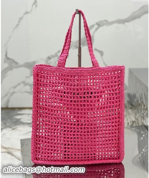 Pretty Style Prada Crochet Tote bag 1BG393 Dark Pink 2024