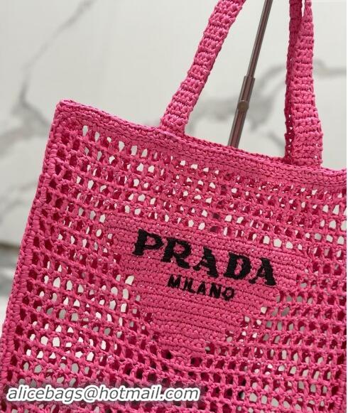 Pretty Style Prada Crochet Tote bag 1BG393 Dark Pink 2024