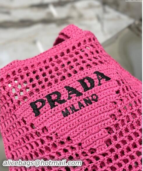 Pretty Style Prada Crochet Tote bag 1BG393 Dark Pink 2024