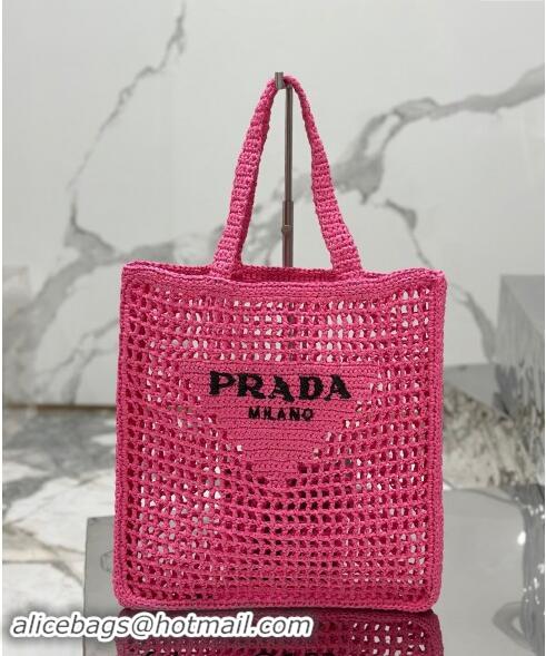 Pretty Style Prada Crochet Tote bag 1BG393 Dark Pink 2024