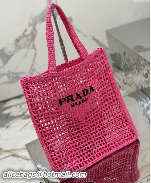 Pretty Style Prada Crochet Tote bag 1BG393 Dark Pink 2024