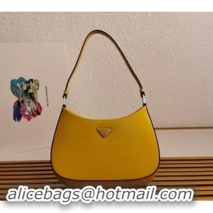 Famous Brand Prada Cleo Brushed Leather Hobo Bag 1BC499 Yellow 2024