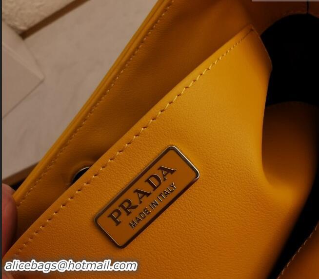 Famous Brand Prada Cleo Brushed Leather Hobo Bag 1BC499 Yellow 2024