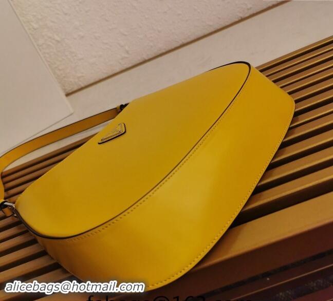 Famous Brand Prada Cleo Brushed Leather Hobo Bag 1BC499 Yellow 2024