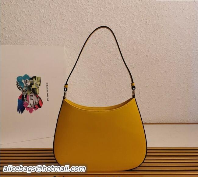 Famous Brand Prada Cleo Brushed Leather Hobo Bag 1BC499 Yellow 2024