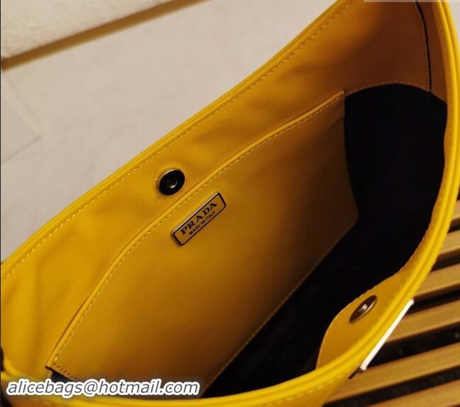 Famous Brand Prada Cleo Brushed Leather Hobo Bag 1BC499 Yellow 2024