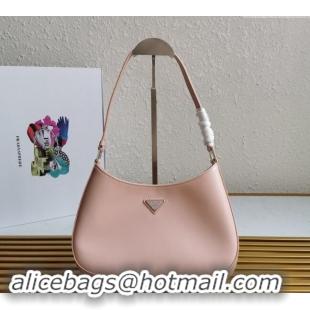 Top Quality Prada Cleo Brushed Leather Hobo Bag 1BC499 Light Pink 2024