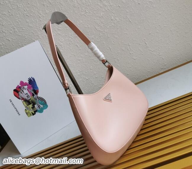 Top Quality Prada Cleo Brushed Leather Hobo Bag 1BC499 Light Pink 2024