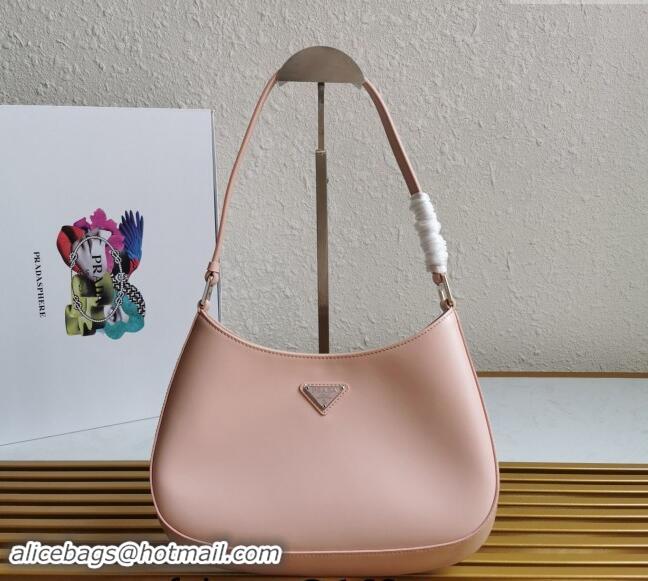 Top Quality Prada Cleo Brushed Leather Hobo Bag 1BC499 Light Pink 2024