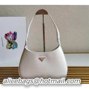 Big Discount Prada Cleo Brushed Leather Hobo Bag 1BC499 White 2024